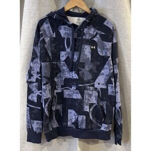 Under Armour Men's UA Rival Fleece Hoodie Blue Camo‎ Camouflage Size Large